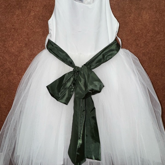 Flower Girl Dress- White and Green - Picture 6 of 6